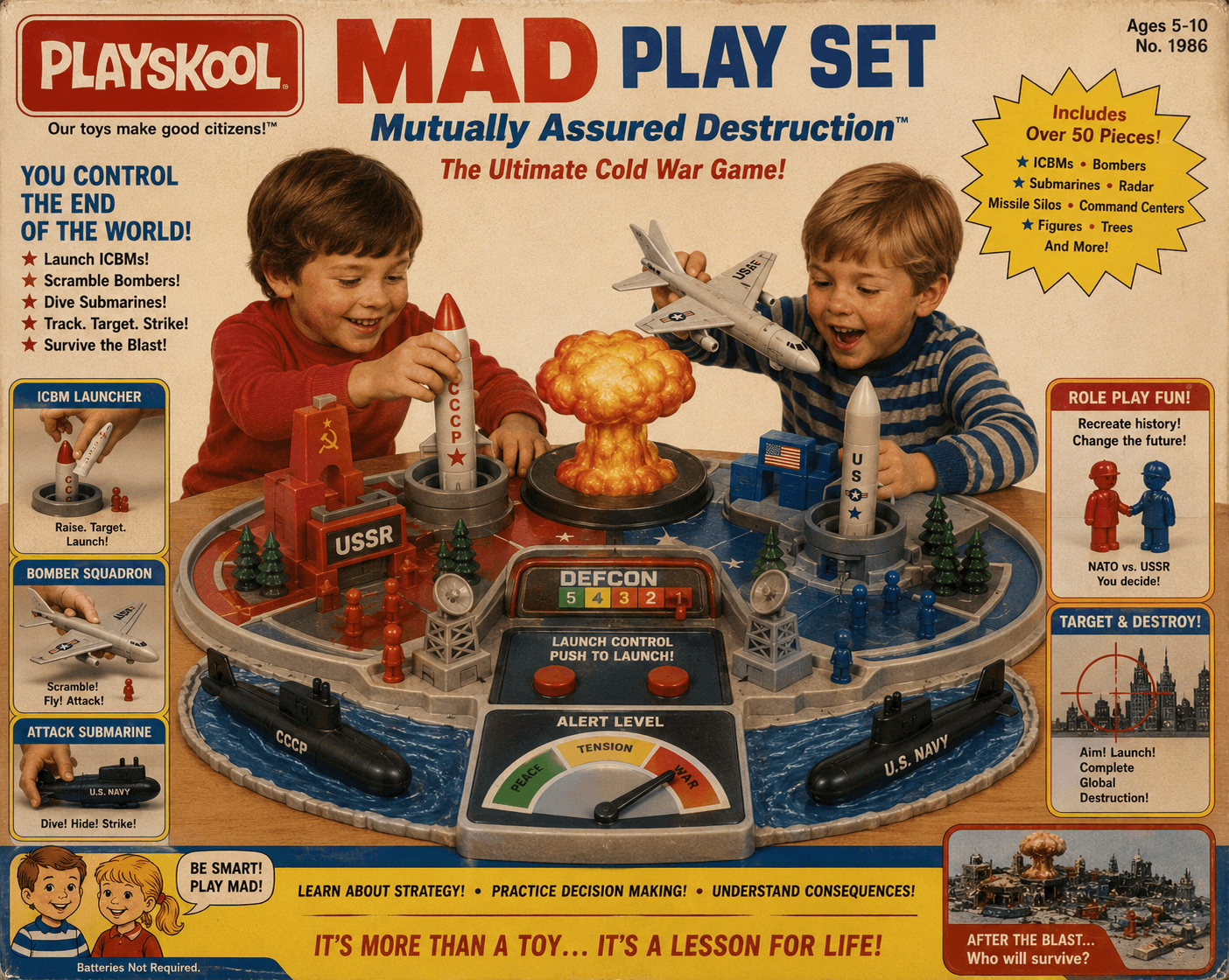Playskool MAD Cold War nuclear warfare children's playset box